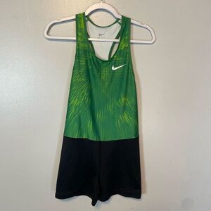 Nike Womens Medium Track and Field Unitard Green and Black Leotard One Piece